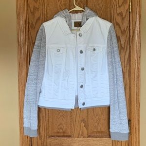 American Eagle Hooded White Denim Jacket